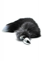 Black and White Fox Tail, Medium Plug