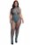 High neck fishnet and lace bodystocking, blue - Queen Size