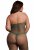 High neck fishnet and lace bodystocking, green - Queen Size