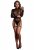 Open-Back Bodysuit with Leather Garter, Black