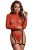 Open-Back Bodysuit with Leather Garter, Red