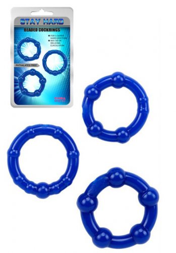 Stay Hard Cockrings Blue 3-pack
