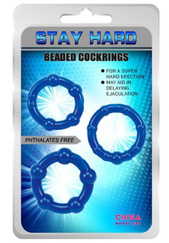 Stay Hard Cockrings Blue 3-pack