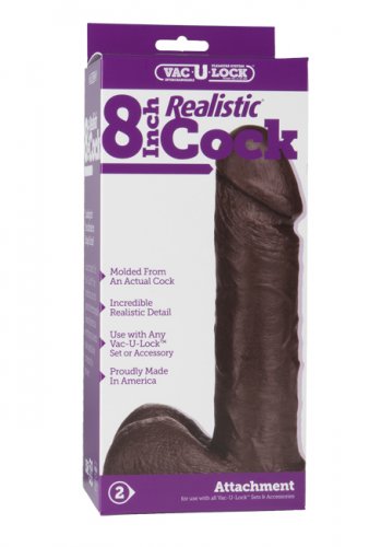 Vac-U-Lock 8 Inch Realistic Black Cock