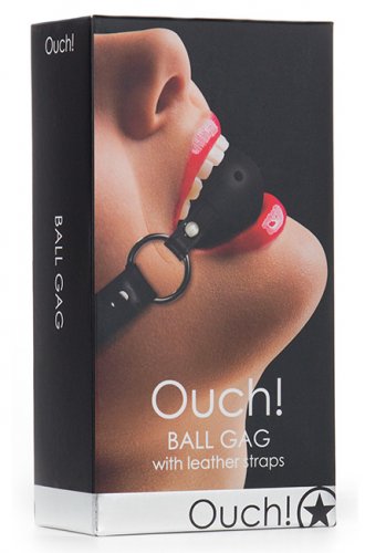 Ouch! Ball Gag with leather straps - Black