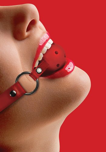 Ouch! Ball Gag with leather straps - Red