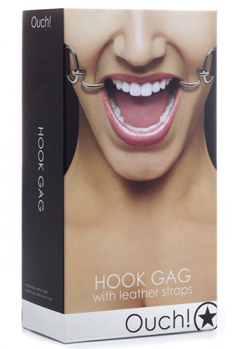 Ouch! Hook Gag with leather straps Black