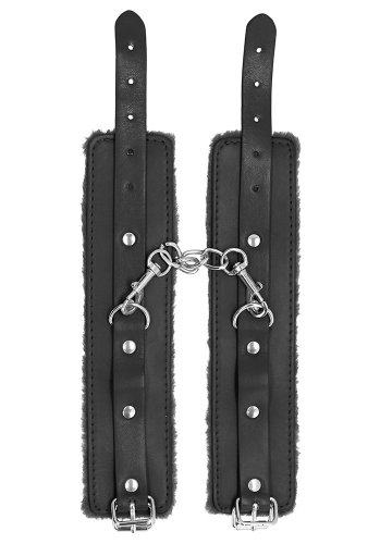 Plush Leather Wrist Cuffs, Black