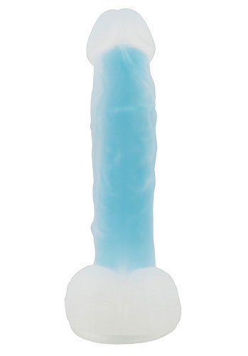 Realistisk dildo med sugpropp, blå