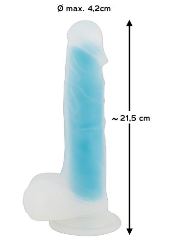 Realistisk dildo med sugpropp, blå