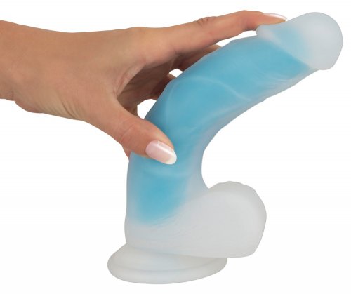 Realistisk dildo med sugpropp, blå
