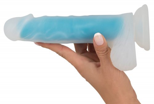 Realistisk dildo med sugpropp, blå