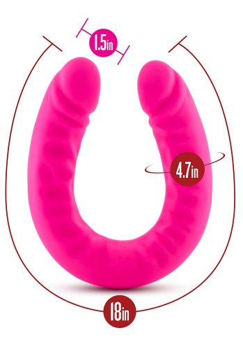 Rusé Slim Dubbeldildo, Hot Pink