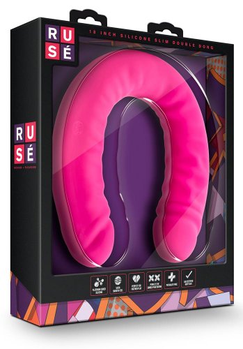 Rusé Slim Dubbeldildo, Hot Pink
