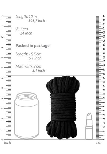 Thick Black Bondage Rope, 10 m