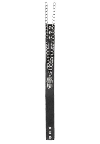 Black & White Bonded Leather Collar with Wrist Cuffs