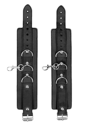 Black & White Bonded Leather Collar with Wrist Cuffs