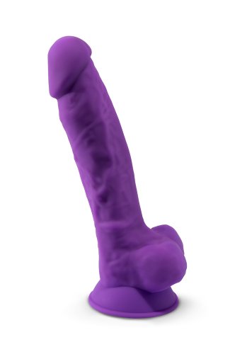 Dual Density Lila Dildo med pung 18 cm