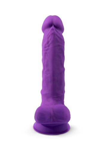 Dual Density Lila Dildo med pung 18 cm