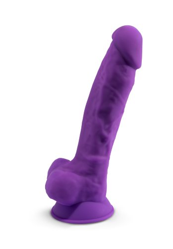 Dual Density Lila Dildo med pung 18 cm