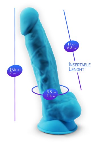Dual Density Blå Dildo med pung 18 cm
