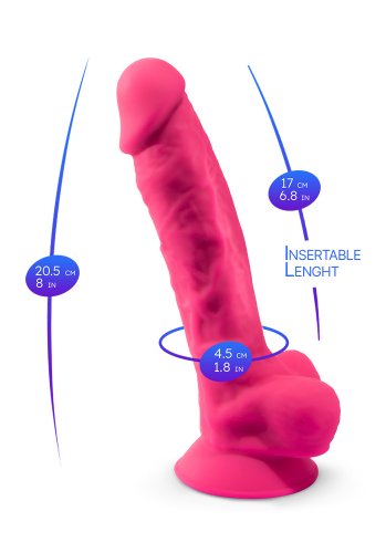 Dual Density Rosa Dildo med pung 20 cm
