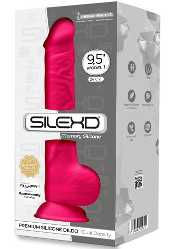 Dual Density Rosa Dildo med pung 24 cm