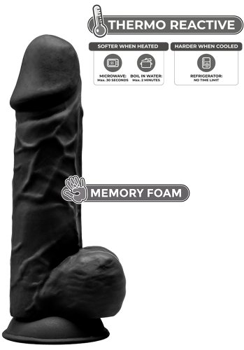 Dual Density Svart Dildo med pung 22 cm