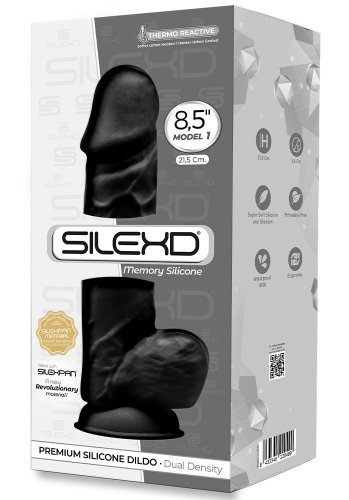 Dual Density Svart Dildo med pung 22 cm