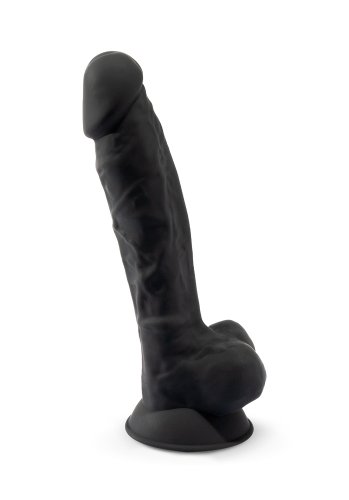 Dual Density Svart Dildo med pung 23 cm