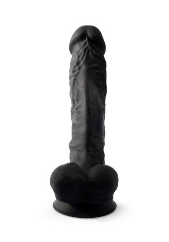 Dual Density Svart Dildo med pung 23 cm