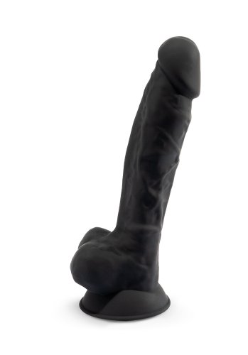 Dual Density Svart Dildo med pung 23 cm
