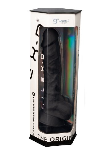 Dual Density Svart Dildo med pung 23 cm