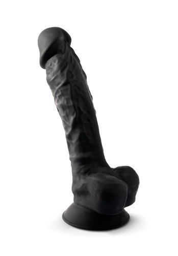Dual Density Svart Dildo med pung 23 cm