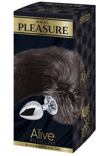 Black and White Fox Tail, Large Plug