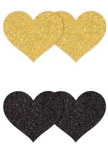 Heart Nipple Covers Black/Gold 2 pair