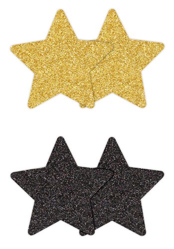 Star Nipple Covers Black/Gold 2 pair