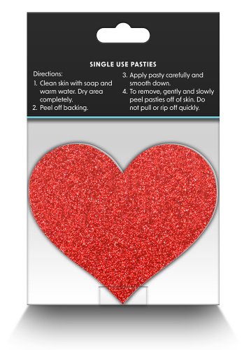 Heart Nipple Covers Red/Silver 2 pair