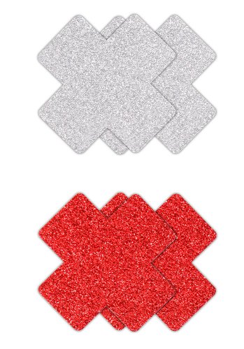 Cross Nipple Covers Red/Silver 2 pair