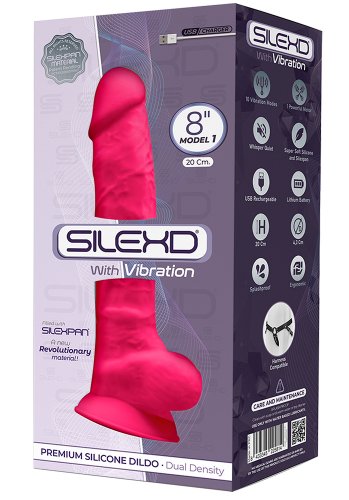 Dual Density Rosa Dildo med pung och vibrator 20 cm