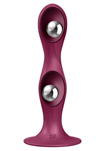 Satisfyer Double Ball-R Weighted Dildo, Dark Red