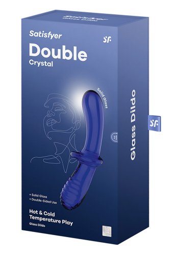 Satisfyer Double Crystal Glass Dildo, Blue