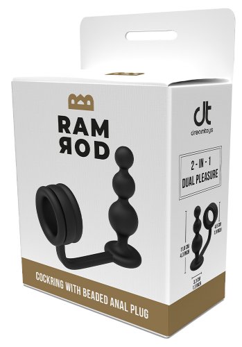Ramrod Cockring with Beaded Anal Plug