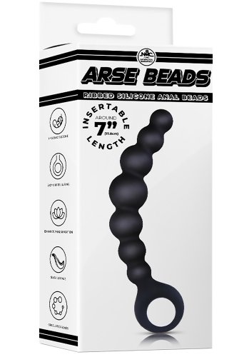 Ribbed Silicone Curved Anal Beads 18 cm