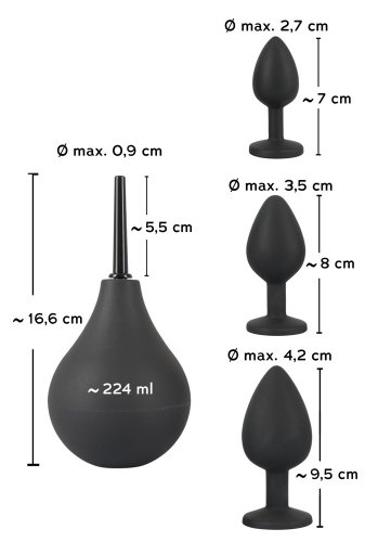 Black Velvets Anal Kit, 3 Pluggar + Dusch
