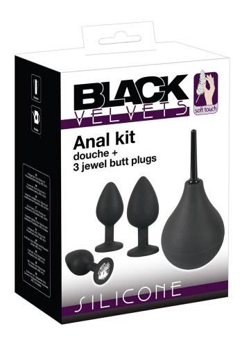 Black Velvets Anal Kit, 3 Pluggar + Dusch