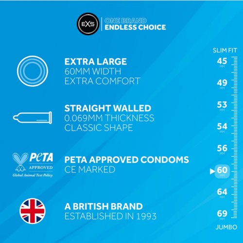 EXS Jumbo Extra Large Kondomer - 12 pack