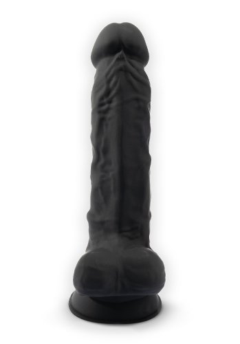 Dual Density Svart Dildo med pung 18 cm