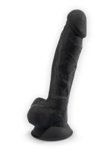 Dual Density Svart Dildo med pung 18 cm