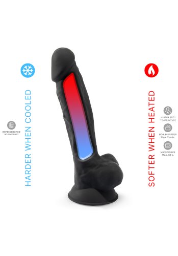 Dual Density Svart Dildo med pung 18 cm